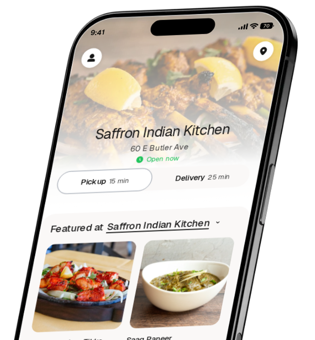 Saffron Indian Kitchen app preview
