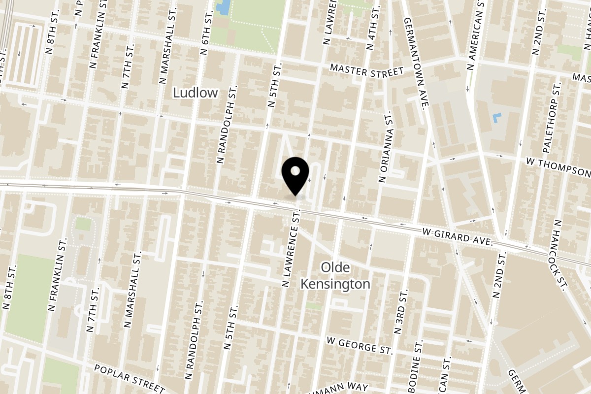 Map showing the location of Saffron Indian Kitchen Philadelphia on 423 W Girard Ave in Philadelphia